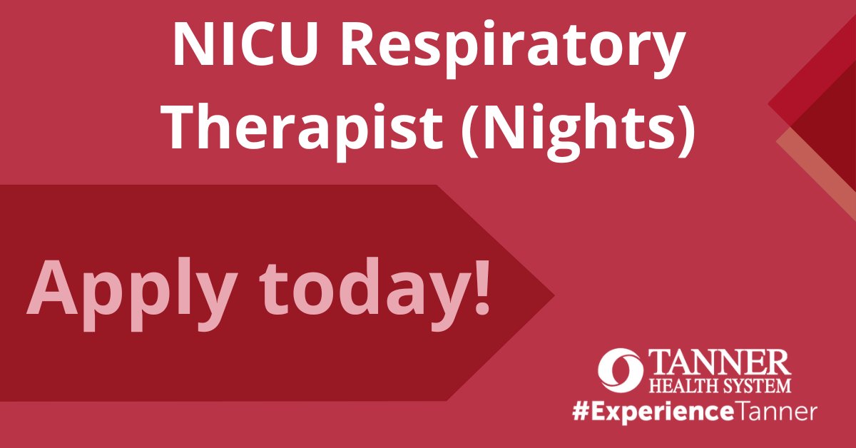 tannercareers's tweet image. Treat and monitor the breathing of premature babies, treat infants born with disorders or respond to any emergencies that might occur as a NICU respiratory therapist. Learn more: bit.ly/3Z0u53X 

#ExperienceTanner #TannerCareers #TannerHealthSystem