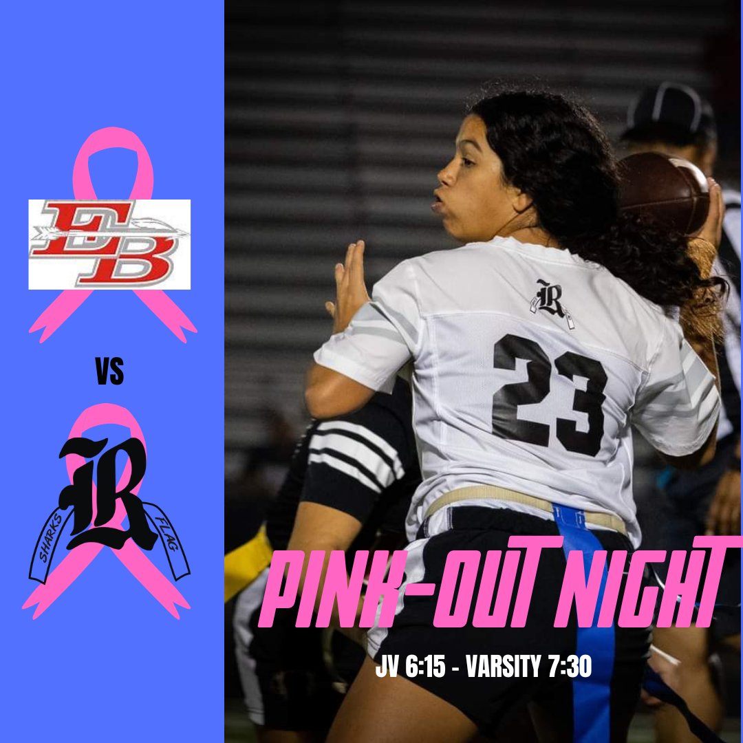 Sharks Flag Football (@rvsharksflag) on Twitter photo GameDay here at Riverview as the Sharks take on rival <a href="/eastbayflag/">East Bay HS Flag Football</a>! Come out and support your Sharks and wear pink for #breastcancerawareness! 🎀 #LockedIn🎯🔒 GameDay here at Riverview as the Sharks take on rival <a href="/eastbayflag/">East Bay HS Flag Football</a>! Come out and support your Sharks and wear pink for #breastcancerawareness! 🎀 #LockedIn🎯🔒