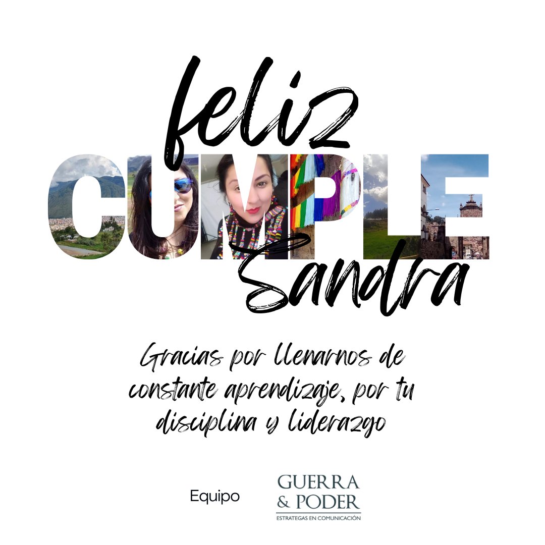 Hoy estamos de fiesta. Saludamos por su cumpleaños a nuestra directora <a href="/GuerraSandra_/">Sandra Guerra</a> 
Que vengan muchos más proyectos que puedas liderar, con el mismo éxito de siempre. 

Más Guerra &amp; Poder para Sandra Guerra.

¡Feliz cumpleaños!