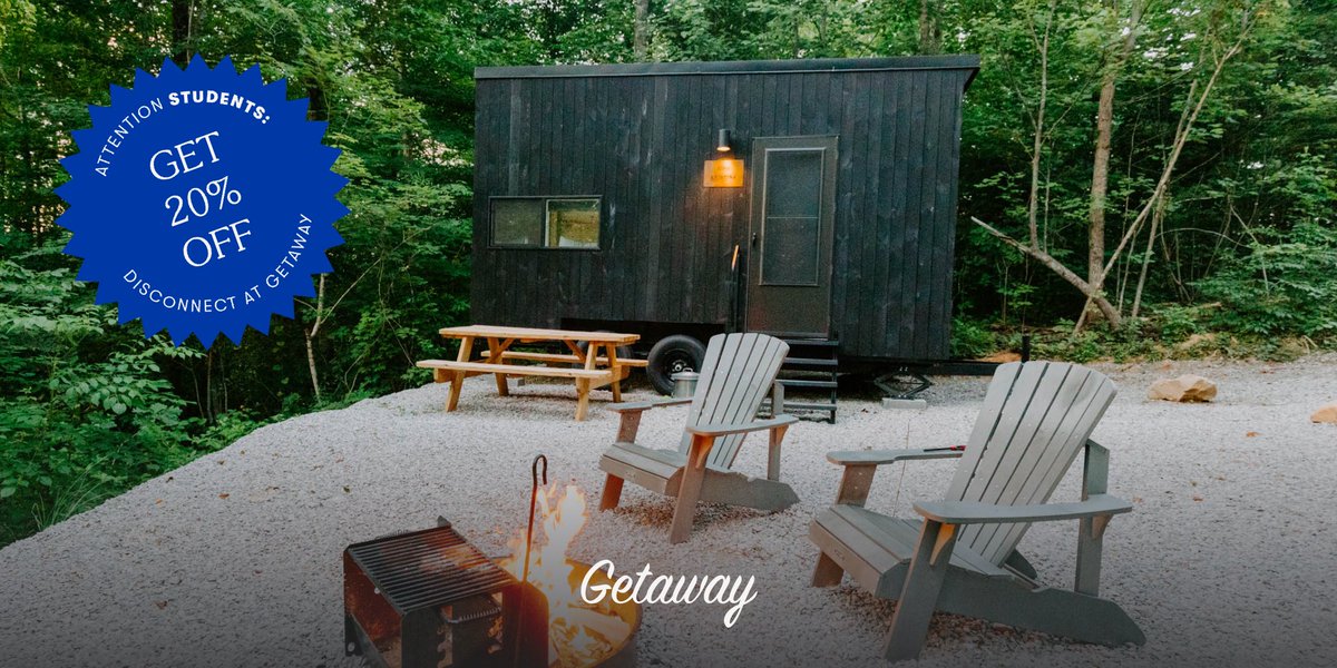 The Signal (@signalgsu) on Twitter photo Whether you need a break from the books or a reset from Spring Break, relaxation is within reach. Getaway's tiny cabins give you the space to focus and rest. Plus, students get 20% off their first stay.<a href="/getaway_house/">Getaway House</a> #morefreetime
BOOK NOW - getaway.house/students Whether you need a break from the books or a reset from Spring Break, relaxation is within reach. Getaway's tiny cabins give you the space to focus and rest. Plus, students get 20% off their first stay.<a href="/getaway_house/">Getaway House</a> #morefreetime
BOOK NOW - getaway.house/students