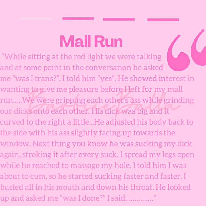NEW EROTIC STORY                           &ldquo;Mall Run&rdquo;  Click the link below for the full story https://t