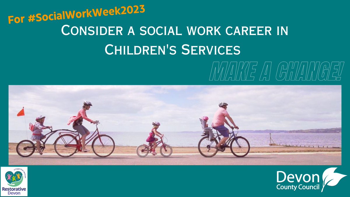DevonSocialCare's tweet image. Have you considered a career in Social Work in Children's Services? We want experienced #socialworkers to join us for roles here in Devon. We offer an attractive salary &amp;amp; many benefits. So, for #SocialWorkWeek2023 think about changing lives! devon.gov.uk/workingfordevo… #DevonJobs