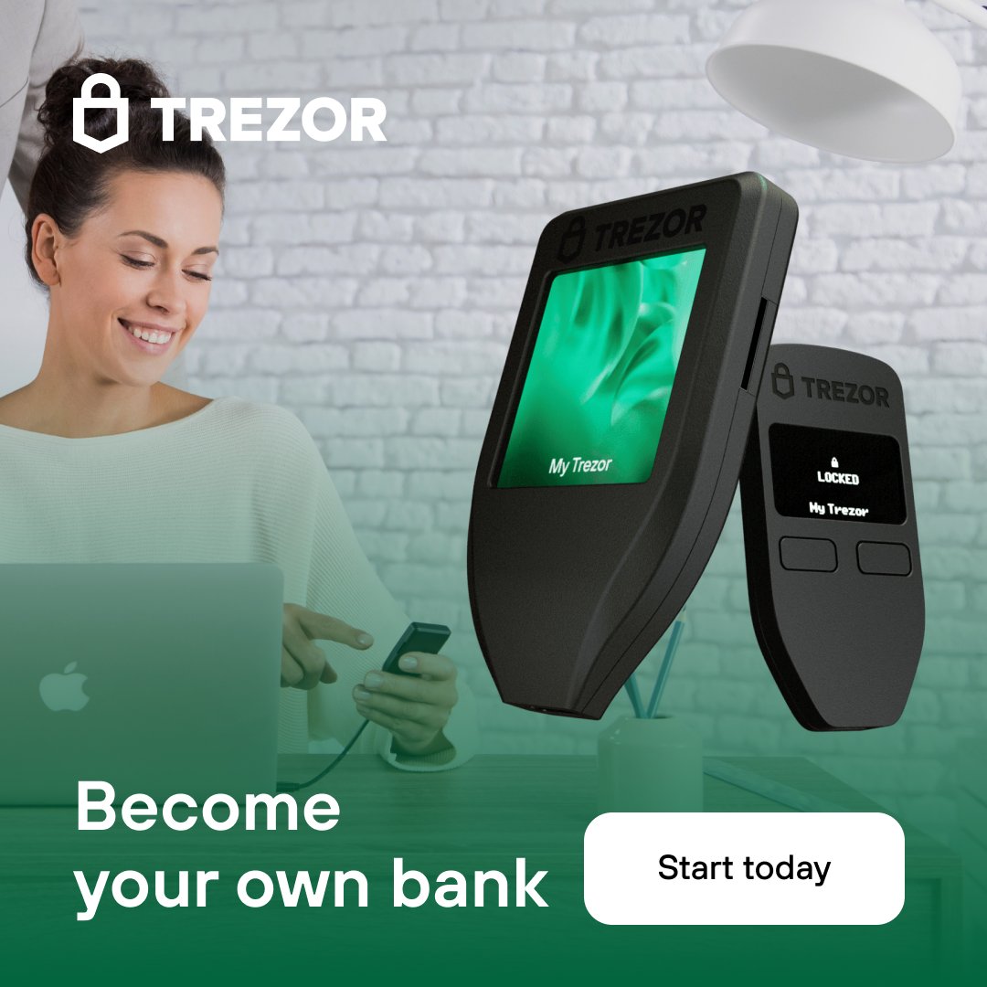Trezor's tweet photo. Secure your coins with Trezor.

🚀 Industry pioneers with 10+ years in #Bitcoin

🔎 Fully open-source

🔒 Security &amp; Privacy driven