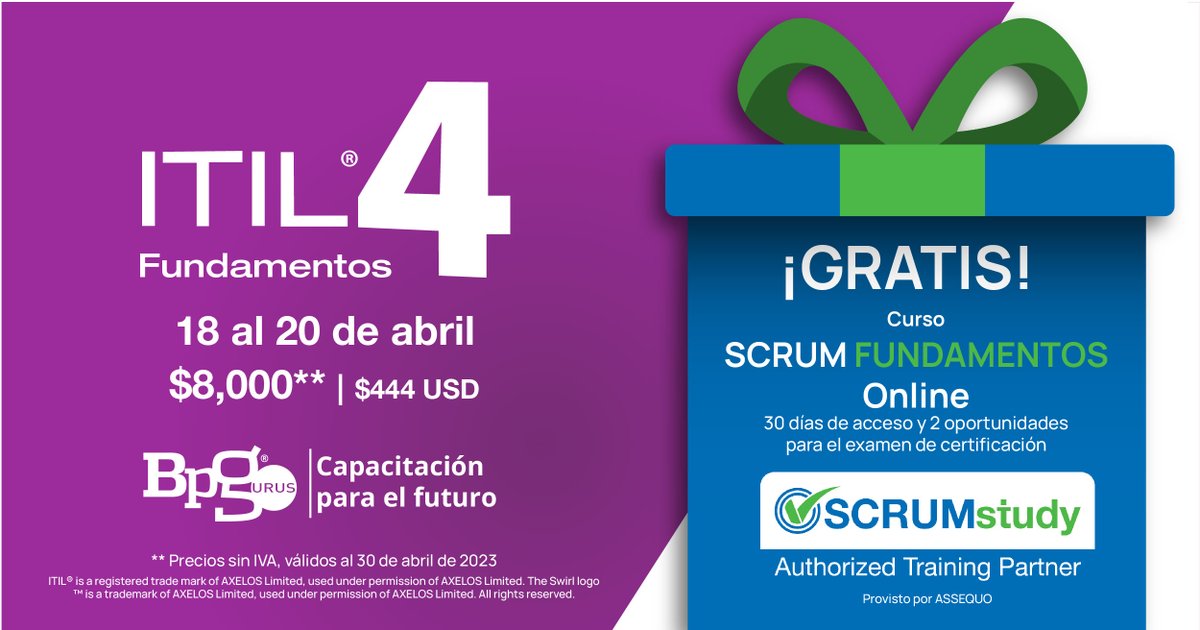 BPGurus's tweet photo. La mayoría de los líderes globales de proveedores de servicios señalan la certificación #ITIL como un requisito para los profesionales de gestión de servicios; ¡capacítate con los expertos!
➡ 56 2157 4674
info@bpgurus.com
#InnovaciónTecnológica #NuestroADN #itil4foundation https://t.co/GD2X504c1X
