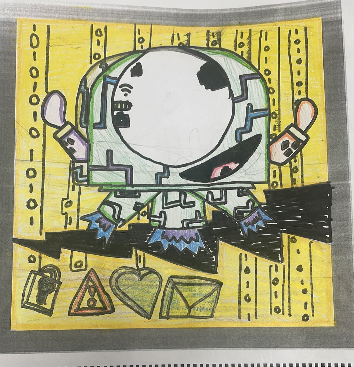 HBJSCH63's tweet photo. Our HBJS E-Safety Mascot overall winner’s design has now been made into a display for our computing suite. Well done to all children for their entries 😁💻📱🖥️ #HBJSComputing #HBJSDigitalLeaders https://t.co/gsjtILsDxK