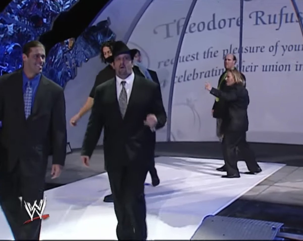 Since Aaron’s wedding is coming up, can we remind you that Tommy Dreamer rocked a mad fedora to Teddy Long’s wedding? No safari flaps though.