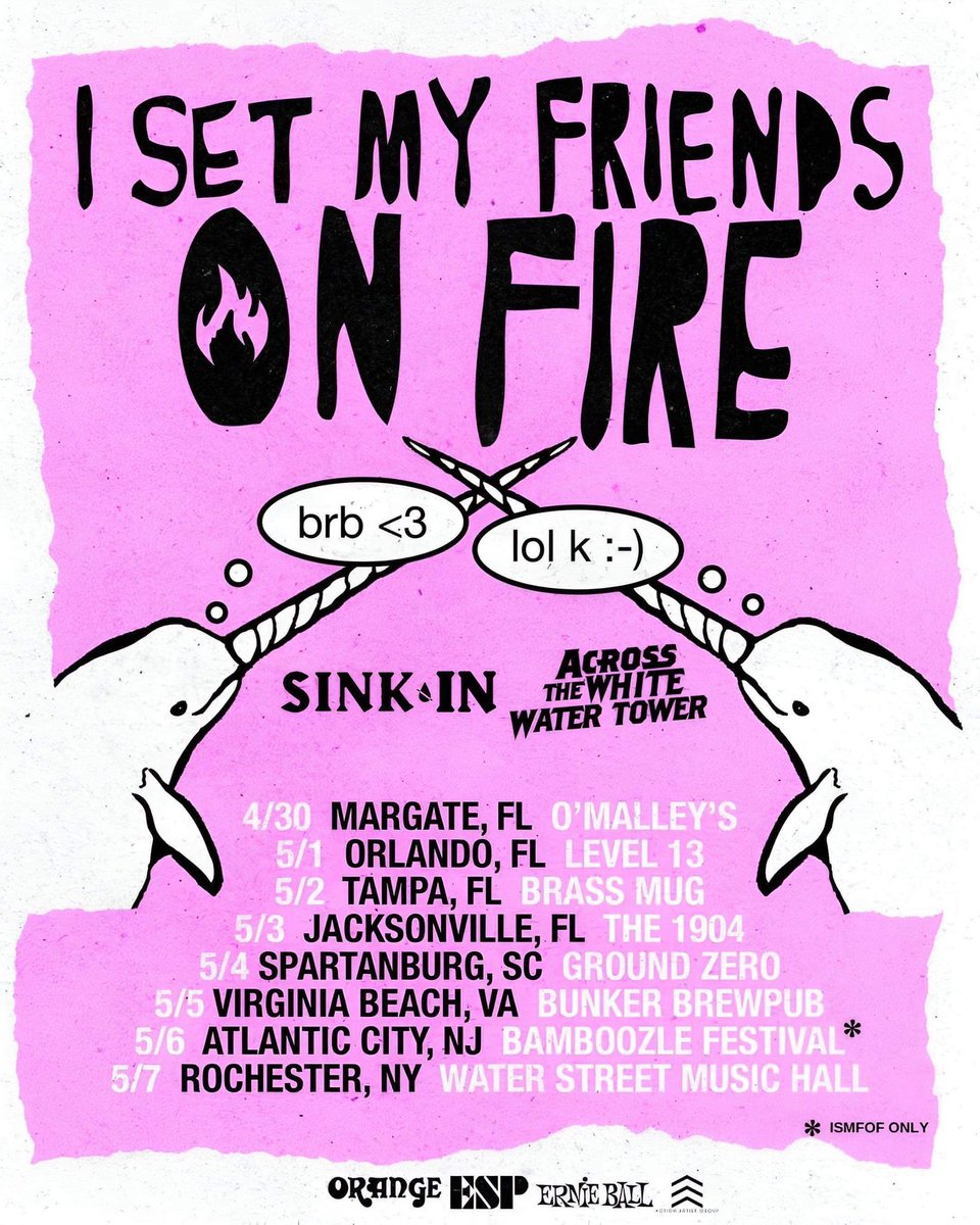 Unfortunately, <a href="/HardyMusic/">HARDY</a> won’t take us on tour. That means we’re headed out again with the scene legends <a href="/ismfofmusic/">ISETMYFRIENDSONFIRE</a> and @atwwtband! These will sell out fast so hit the 🔗 for tickets!

sinkinband.com