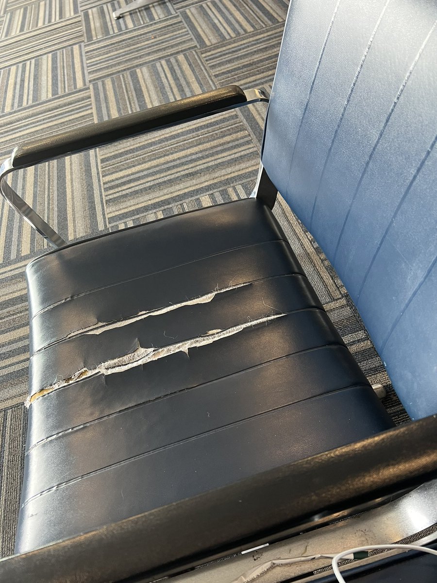 Kmwhite93's tweet photo. I swear United Airlines has had these chairs in their waiting area since the beginning of time and they will last until the end https://t.co/1LFPgQWoPT