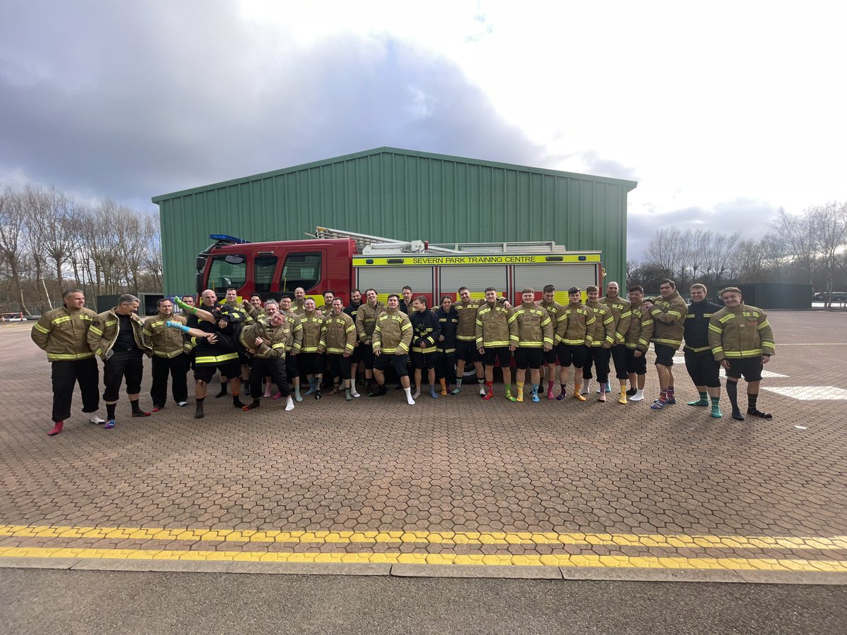 Today the instructors and whole time recruits have taken part in #LotsOfSocks for World Down’s Syndrome Day @AvonFireRescue