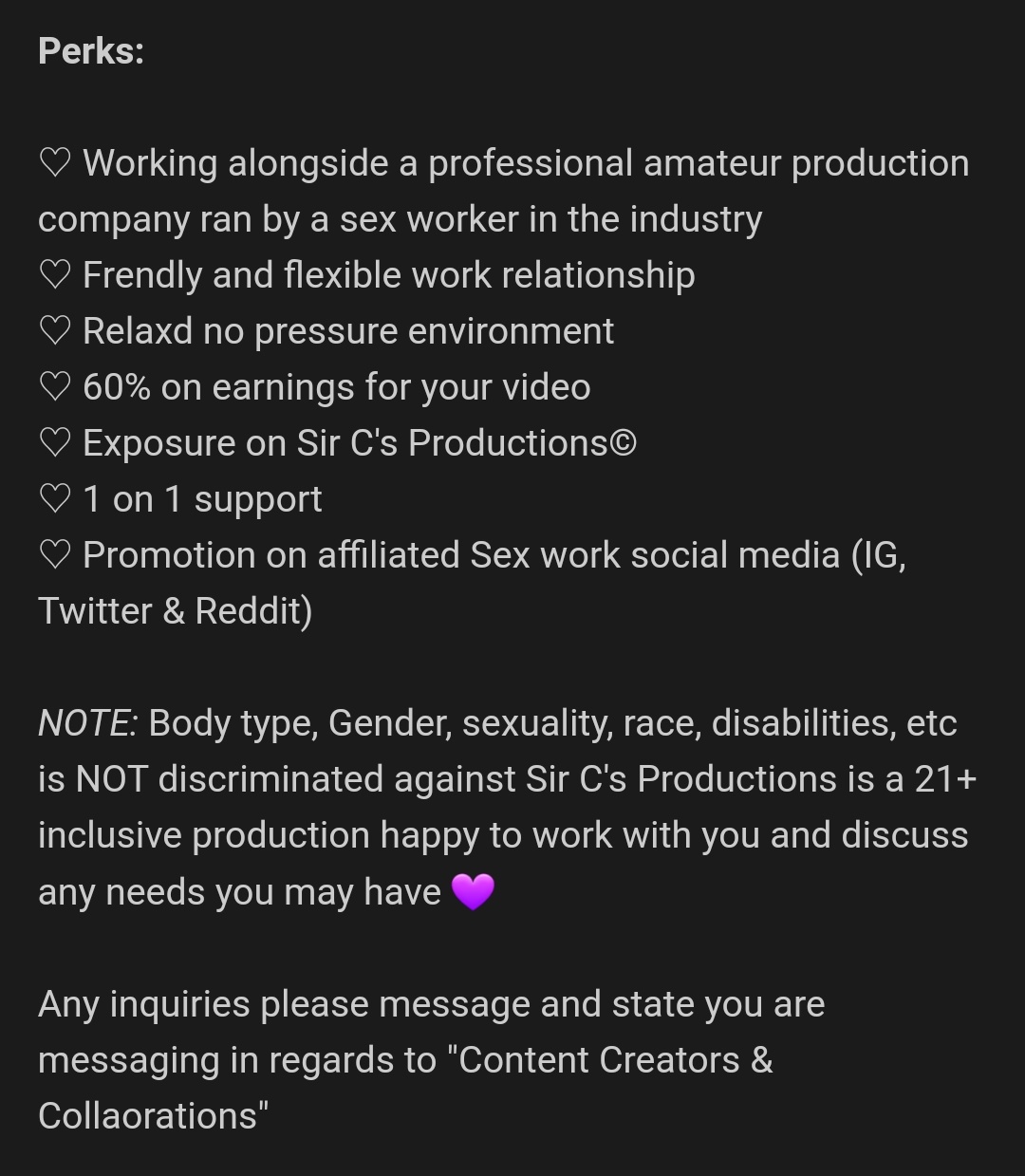 2 pic. Sir C Production's is open to potential other content creators for 🥵 Content Collabs (B/g , G/G & MMFF) 🥵 and ⭐ PROMO Features ⭐ DM to enquire and read below!! ♡ + 🔂 ♧ promotions ♧ NSFW ♧ seller ♧ buyer ♧ content creator ♧ collabs ♧ https://t.co/4SBC2IeQ4h