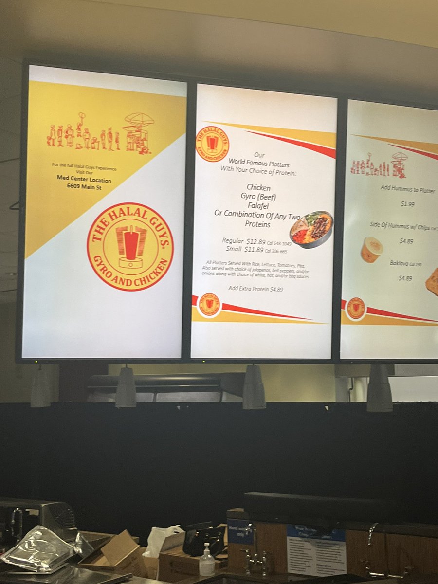 BethGarciaMDA's tweet photo. Happy to see the the @MDAndersonNews Pickens cafeteria open today after 3 years!  @HalalGuys our guests today. Salad bar, soup, desserts also available. There will be a visiting restaurant Tuesday-Thurs 1130-130.  Join us!  Congratulations @Leisa4sure &amp; team.  @Frumovitz https://t.co/OyeUkVPqqt