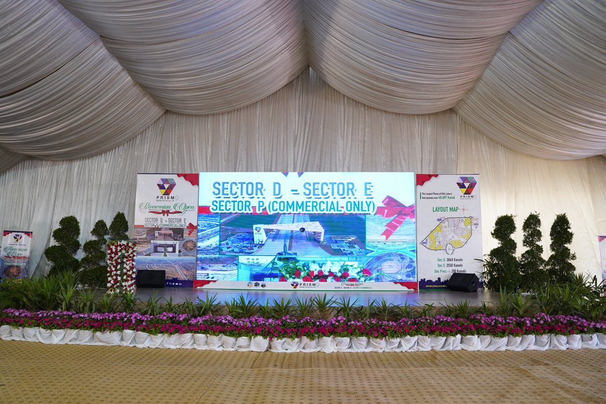 DHALhr_Official's tweet photo. "Inauguration ceremony for the possession opening of Sector D, Sector E, and Sector P (Commercial) in Phase 9 Prism, DHA Lahore, where the President DHA Lahore attended as the chief guest."
#DHA #dhalahore #possession #opening #ceremony #prism #PhaseIX https://t.co/M68JrpcrlZ