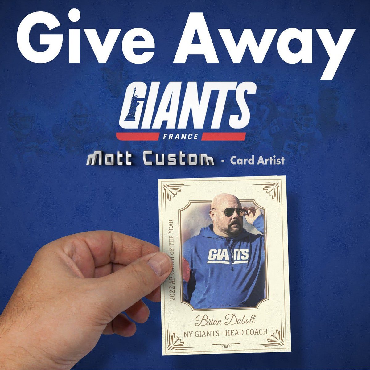 Concours pour gagner une carte "Brian Daboll - Coach of the Year" numérotée, seulement 2 exemplaires dans le monde !
Pour participer :
- Follow <a href="/abzalon/">Matt - At Bat Graphic - Custom Card Design</a> 
- Follow <a href="/NYGiantsFR/">Only a Giant 🇫🇷</a> 
- RT ce tweet
Vainqueur tiré au sort le 28/03 (comptes concours non éligibles). Bonne chance à tous 🤞