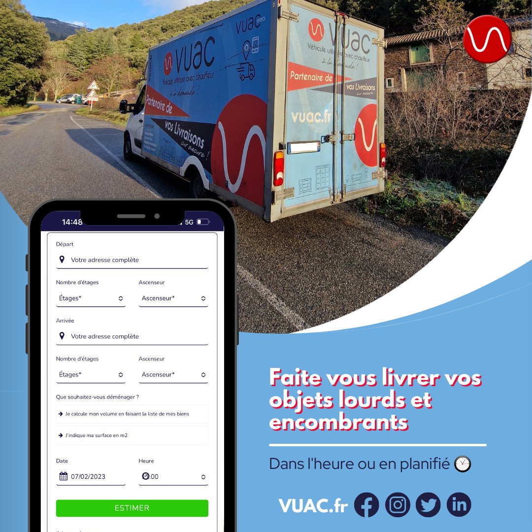 VUACfr's tweet image. VUAC un service en ligne qui vous permet de vous faire livrer vos objets lourds et encombrants tout en restant dans votre canapé ! 🛋️🚛

Réservez dès maintenant votre VUAC sur vuac.fr 

#VUAC  #utilitaire #chauffeur #livraison #transport #déménagement #bonplan