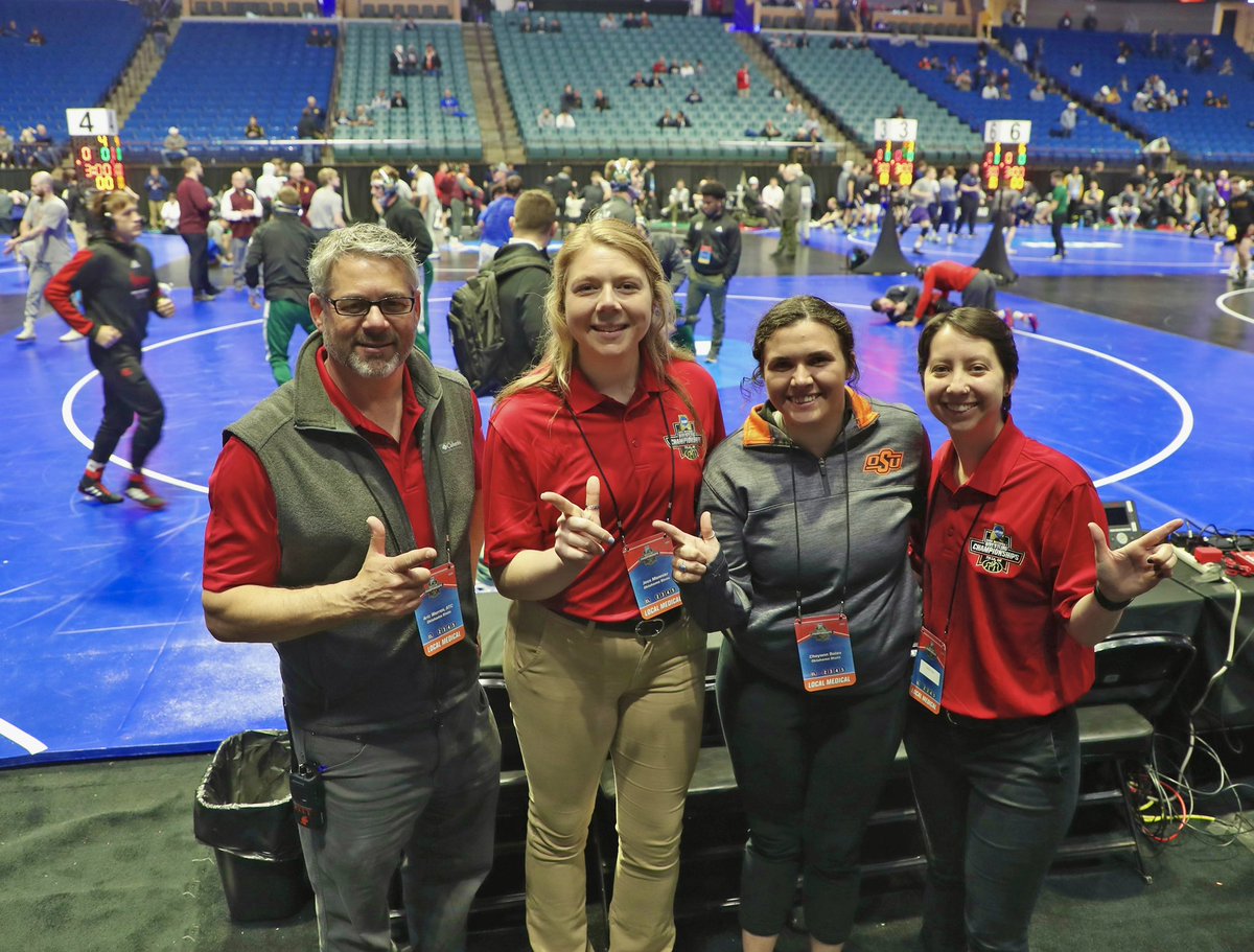 OKStateMAT's tweet photo. Last week @OSUAthletics hosted the NCAA Wrestling Championships!
It was an excellent week and a wonderful opportunity for students from across Oklahoma to come together through sport.
#ncaa #ncaawrestling #bok #athletictraining #matstudent #gopokes #okstatemat #natm2023 #natm https://t.co/oTp1BpIO9S