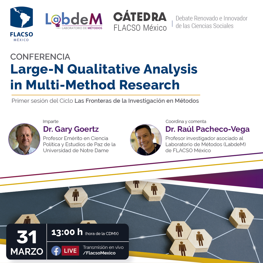 FlacsoMx's tweet image. #CátedraFLACSOMéxico y #LabdeM invitan a la 1a sesión del ciclo Las Fronteras de la Investigación en Métodos: Large-N #QualitativeAnalysis in Multi-Method Research.
➡️Gary Goertz, Universidad de Notre Dame
➡️@raulpacheco, FLACSO México

🗓️31 mar ·13:00 h
📹bit.ly/FBFlacsoMx
