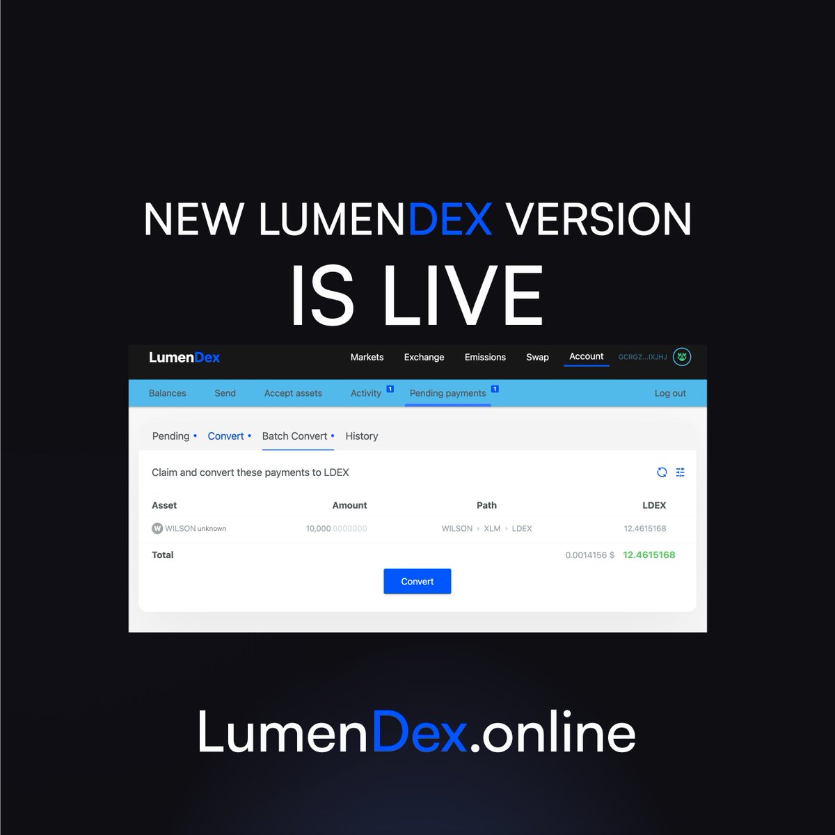 lumendexio's tweet photo. ❤️ NEW LUMENDEX VERSION

⚙️ We are happy to deploy today a major update for LUMENDEX. The following days we will be posting each update and explain how to use. 
Read more on https://t.co/aXtMUtDHTe https://t.co/8Xe7tPYpQY