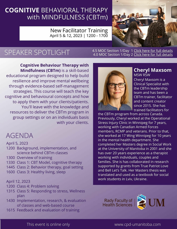 Check out our new facilitator training April 5th and 12th! Click the link to register!
cpd-umanitoba.com/events/cogniti…