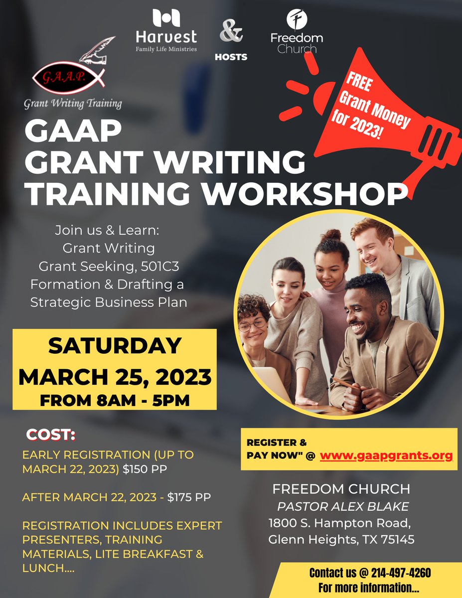 GAAP2014's tweet photo. It can take 30 - 180 days for a Grant Funder to process a grant proposal. Read the announcement for the deadline and remember, Patience is the the key! Register NOW @ https://t.co/o2cFll2tRQ for GAAP Grant Writing Training Workshop on 3/25/2023. https://t.co/uk3Rk3QpJr