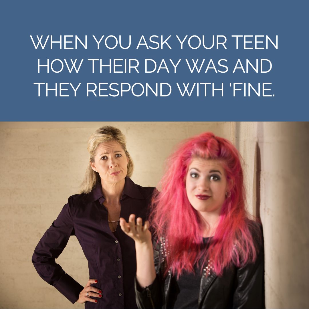 dr_courtconley's tweet photo. As a parent, you want to know how your teen's day went, but when they respond with the dreaded one-word answer, 'fine,' it can feel like hitting a wall of silence.

But what does that really mean ⁉ 🤔

 #teenagerproblems 
#parentingmeme 
#teenlanguage
#parenting https://t.co/iwK2CpjY15