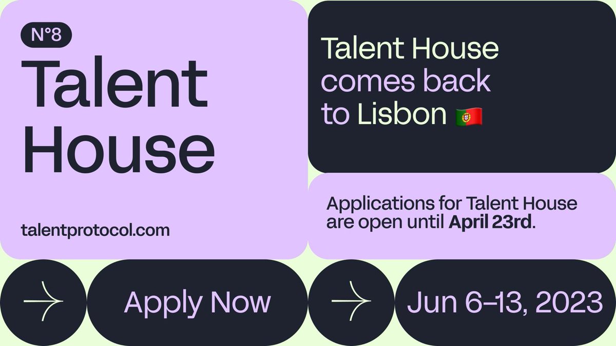TakeOffWeb3's tweet image. 🏠#TalentHouse comes back to Lisbon🇵🇹

Prepare to build🛠️! Lisbon week is coming in June 6-13🗓️

Join Talent House to:
💵 Get travel and accommodation covered
🏡 Share a Hacker house with other builders
🤝 Great networking and expand your contact portfolio 

✅Apply here👇🏼