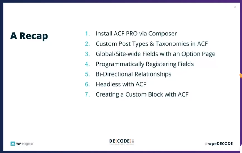 jeremypollock's tweet photo. I'm going to have to go back to this @wp_acf #wpeDECODE session and replay it. So much great information and innovative #WordPress CMS capabilities.
#SmarterWayToWordPress https://t.co/WBNatXVDCQ