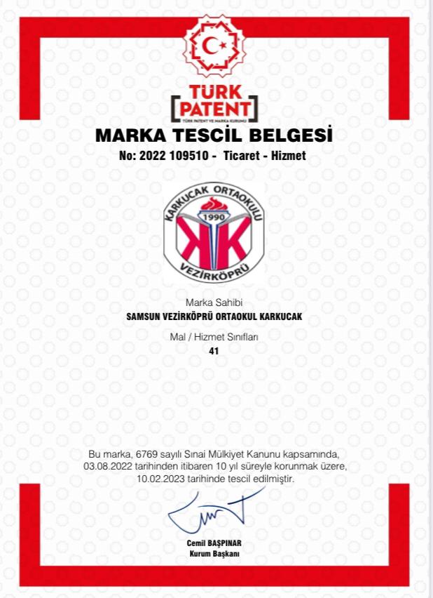 vezirkoprumem's tweet photo. Karkucak Ortaokulu'nun Türk Patent ve Marka Kurumuna yaptıkları müracaatları sonuçlandı. Tasarımı Müdür Yardımıcısı Zafer Elagöz ve İngilizce Öğretmeni Ali Akdere tarafından yapılan okul logosu tescillenmiştir.Emeği geçen yönetici ve öğretmenlerimizi tebrik ediyoruz.@resulozata55 https://t.co/yvVuPLpMfc