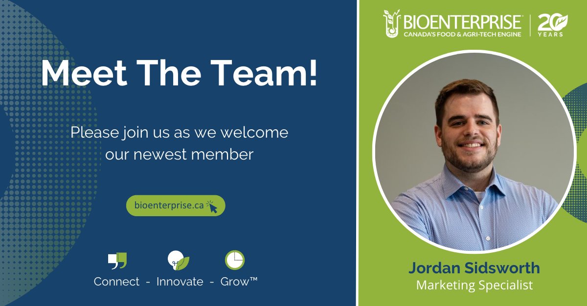 BioenterpriseCA's tweet photo. To meet the rest of our fantastic team and to stay up to date with our latest news and announcements, please visit: https://t.co/uSDP3rtuqs
#bioenterprise #agtech #agriculture #sustainability #innovation #agricultureworks https://t.co/r6GYSVH5eG