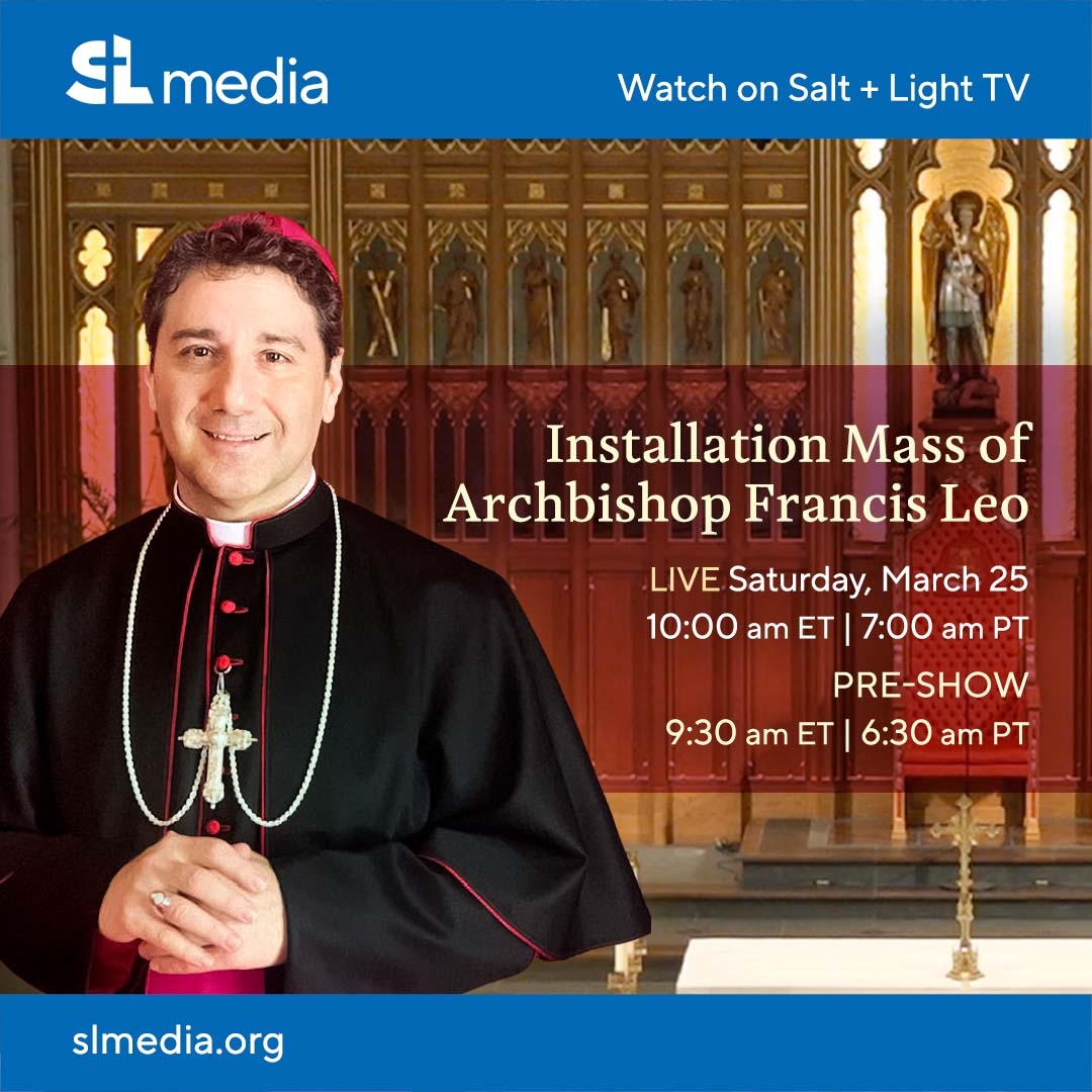 saltandlighttv's tweet photo. Join us for the installation Mass of Francis Leo as Archbishop of Toronto LIVE from St. Michael's Cathedral Basilica

Saturday, March 25 at 10:00 am ET / 7:00 am PT
On Salt + Light TV and our page Facebook

#archto #ArchbishopFrancisLeo #Catholics #Toronto https://t.co/KqHVewtIp2