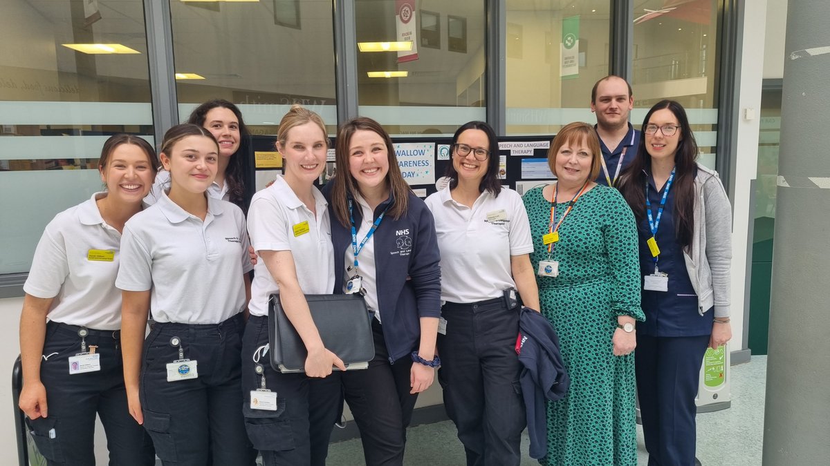 Today, our Speech and Language Therapy team raised awareness of Speech and Language therapy! The team assesses swallowing, leads on rehabilitation and promotes quality of life for eating and drinking in the Trust! Thanks to you all for the amazing work you do! 🌟❤️ #SwallowAware