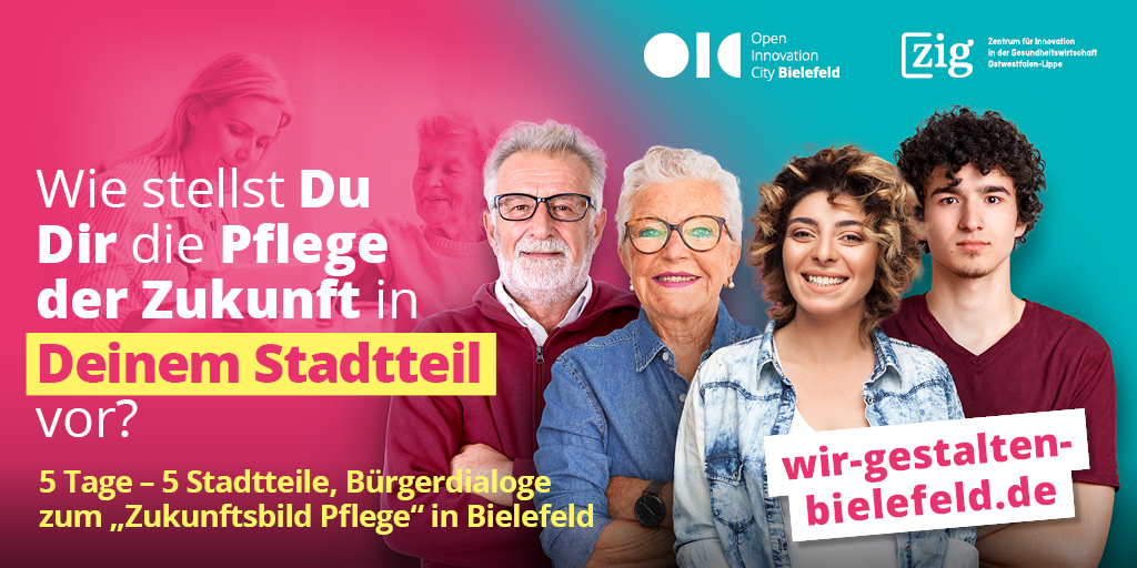 Vormerken und mitgestalten:
Die Bürgerdialoge zur Pflege der Zukunft starten ab dem 28. März an 5 Tagen in 5 Bielefelder Stadtteilen.
Jetzt für morgen mitreden:
wir-gestalten-bielefeld.de
#pflege #zukunft #openinnovationcity