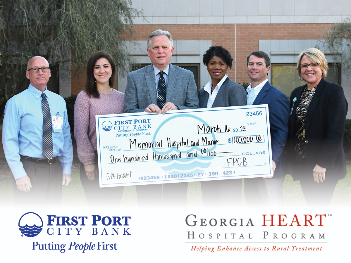 portcitybank's tweet image. First Port City Bank contributes $100,000 to Memorial Hospital &amp;amp; Manor through Georgia HEART. #ItMattersWhereYouBank #PuttingPeopleFirst #FPCB #CommunityBanking