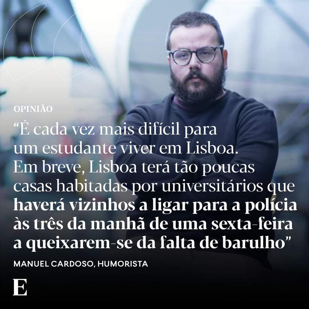 Manuel Cardoso (@istoeserio) on Twitter photo A única hipótese que um estudante português de classe média tem de dormir na residência que Carlos Moedas estreou é a de tentar seduzir uma jovem finlandesa que cá esteja de Erasmus.
expresso.pt/geracao-e/2023… A única hipótese que um estudante português de classe média tem de dormir na residência que Carlos Moedas estreou é a de tentar seduzir uma jovem finlandesa que cá esteja de Erasmus.
expresso.pt/geracao-e/2023…