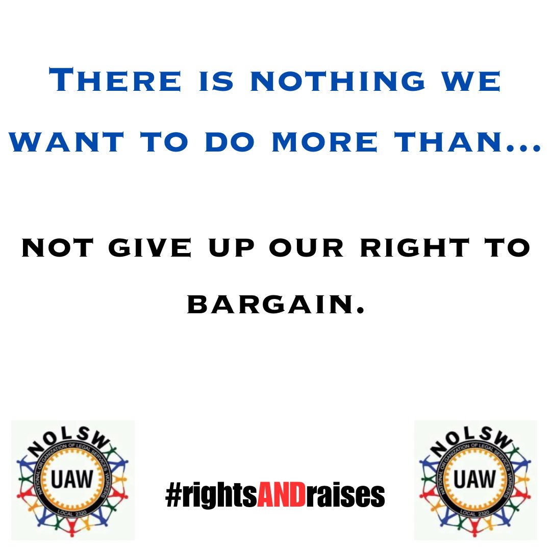 In early March, Legal Aid Chicago management approached union members, offering small raises if the union gave up the right to bargain when our current contract expires in 2024. 1/2