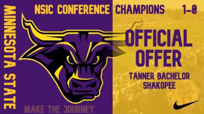 Thank you to <a href="/CoachBowen98/">Coach Chance Bowen</a> and <a href="/MinnStFootball/">Minnesota State Football</a> for my first football offer! 

<a href="/CoachBetton44/">Ray Betton</a> 
<a href="/SaberFootball16/">Shakopee Football</a>