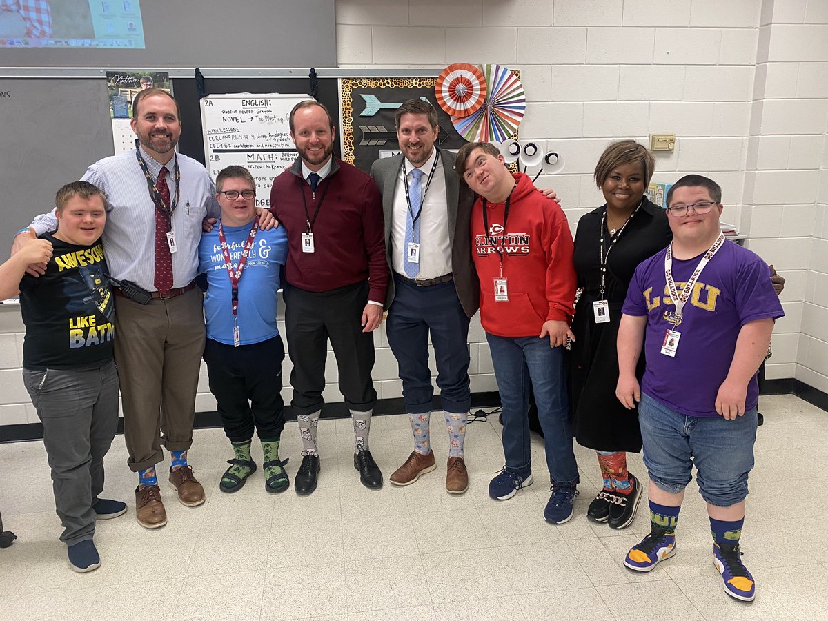 BRobMSCTE's tweet photo. Highlight of my day was getting to hang with these cool guys!! Today was silly sock day to celebrate National Down Syndrome Day. #AndAsAlwaysGoArrows https://t.co/FbksCuuqNP