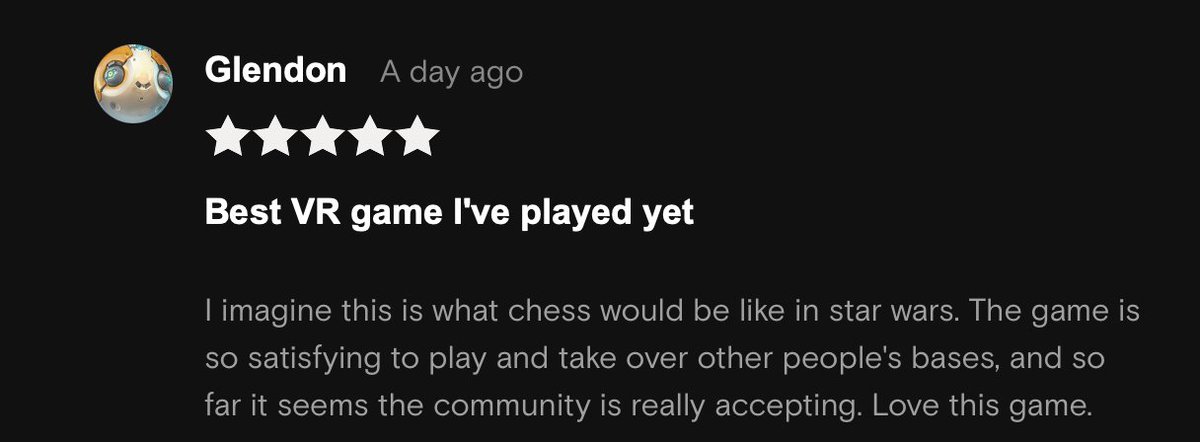 We love these 5 star reviews! If you want to leave a review or see what people are talking about, take a look...

oculus.com/experiences/qu…