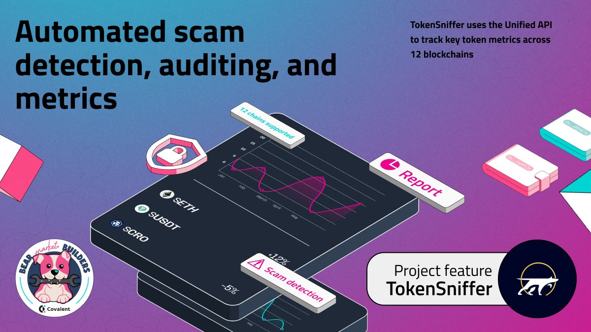 BMB_Nation's tweet photo. 39/ Bear Market Builder # 039

🛠 🚨 @Token_Sniffer  is an automated scam detection, auditing, and metrics platform.📊

They use the #UnifiedAPI to track key token metrics across 12 blockchains. 💪 🥳

More details: https://t.co/4zU5MK0Mix

#BearMarketBuilders https://t.co/hhyk7sFBpb