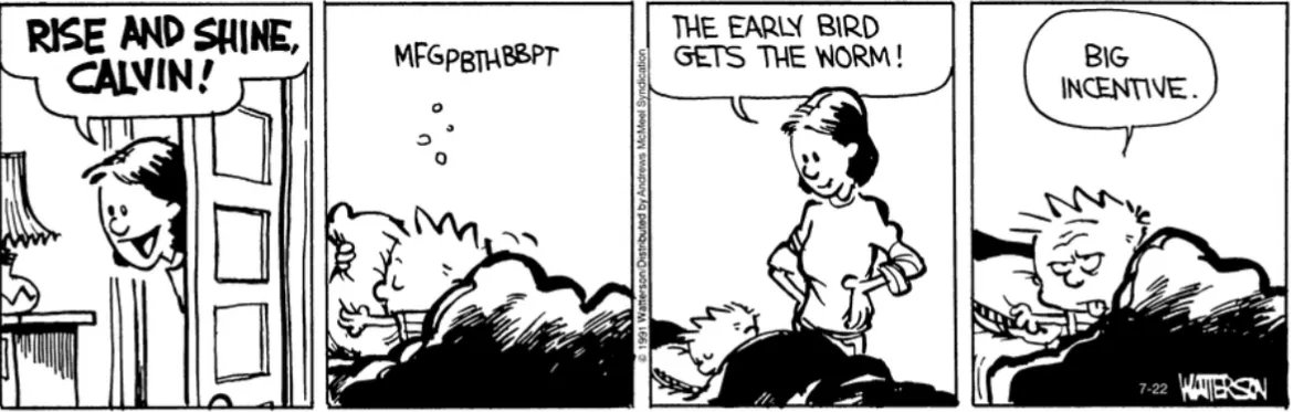 Calvinn_Hobbes's tweet photo. I’ve never been a morning person… 😴 #CalvinandHobbes https://t.co/pspGg91Og2