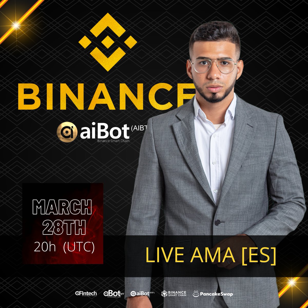 Aifintech_io's tweet photo. Exciting news for the AiBotToken community! We're thrilled to announce a LIVE AMA on @binance, one of the largest global crypto exchanges. Join us on March 28 at 20:00 UTC with Roberto D. Castillo, to learn more about our latest initiative. Don't miss it!  https://t.co/n6fYycIYDF https://t.co/JepfnxuueT