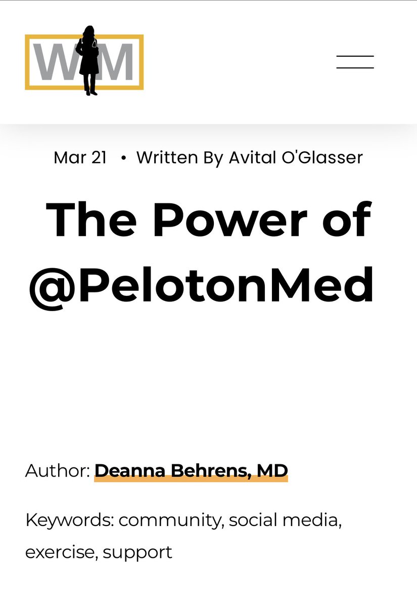 Thank you to @WIMSummit for publishing this piece about what @pelotonmed has done for me

Particular thanks to @gretchemaben @nsalvadore and @aoglasser!

#WIMSBlog #WomenInMedicine
@onepeloton @PelotonPhm

#PelotonMedTwitter 

wimedicine.org/blog/power-of-…