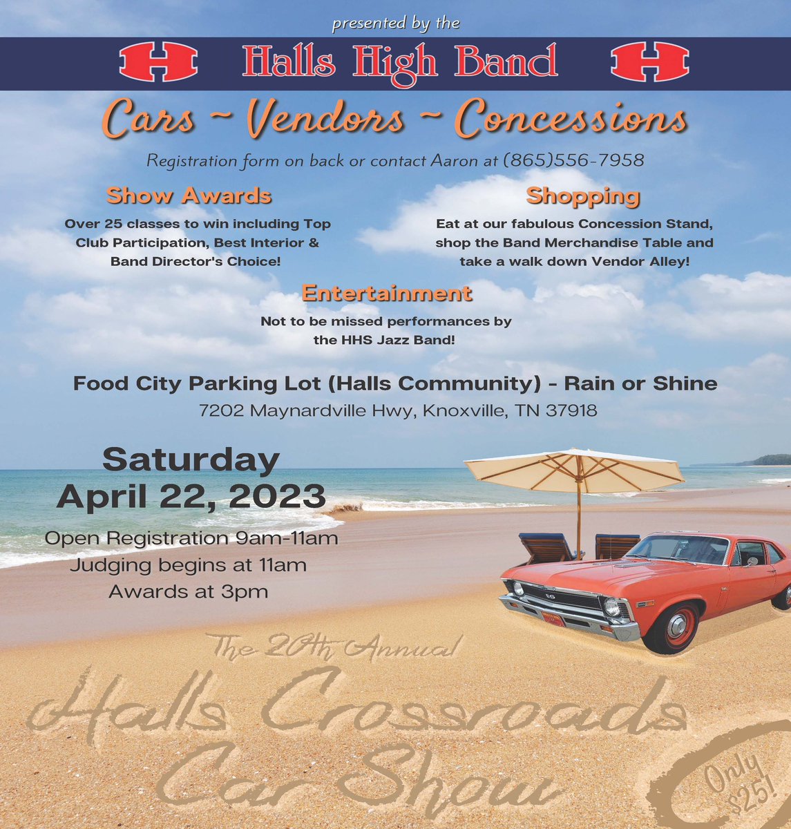IMPORTANT UPDATE: The car show date is now April 22nd, 2023. Please see revised forms.