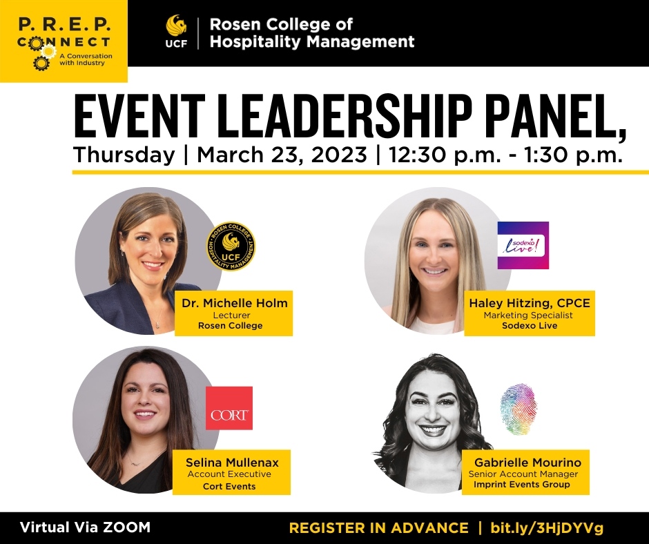 Students, you're back from spring break join P.R.E.P. Connect on Thurs. March 23 for a session on event leadership. Learn all about the cohort that's building their skills towards an MS degree, and about their day jobs. Register in advance: bit.ly/3HjDYVg