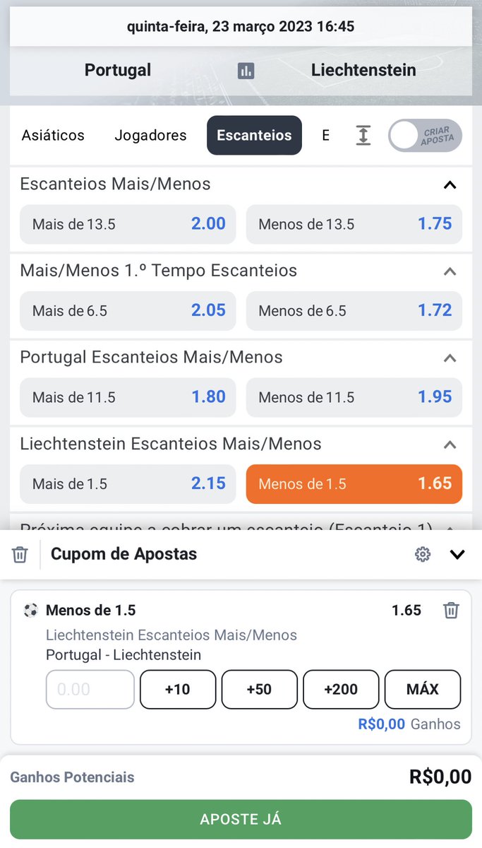 TTtipss's tweet photo. Euro 2024🇪🇺

Liechtenstein under 1,5 escanteios ⛳️

Linha bateu nos últimos 5 jogos deles, isso que estavam jogando contra seleções ridículas, enfrentam a boa seleção de Portugal agora e não devem passar do meio campo

Entrei com 2u https://t.co/4tnDj1kuRV