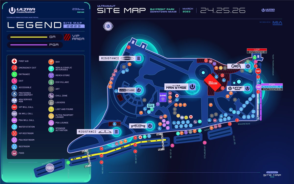 Ultra Music Festival map