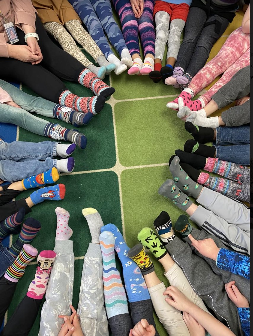 EPPenguins's tweet photo. Students and staff celebrated World Down Syndrome Day by participating in Rock Your Socks and reading fantastic books about acceptance and inclusion! https://t.co/jADMEGZgJz