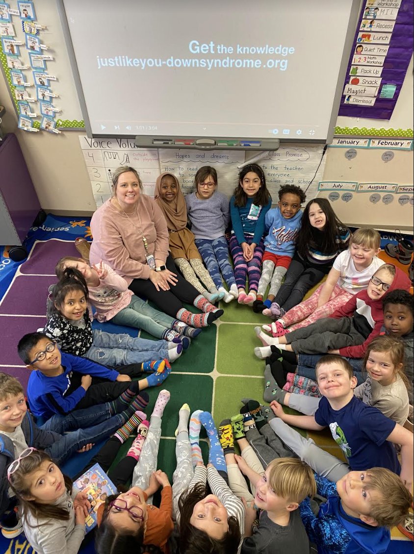 EPPenguins's tweet photo. Students and staff celebrated World Down Syndrome Day by participating in Rock Your Socks and reading fantastic books about acceptance and inclusion! https://t.co/jADMEGZgJz