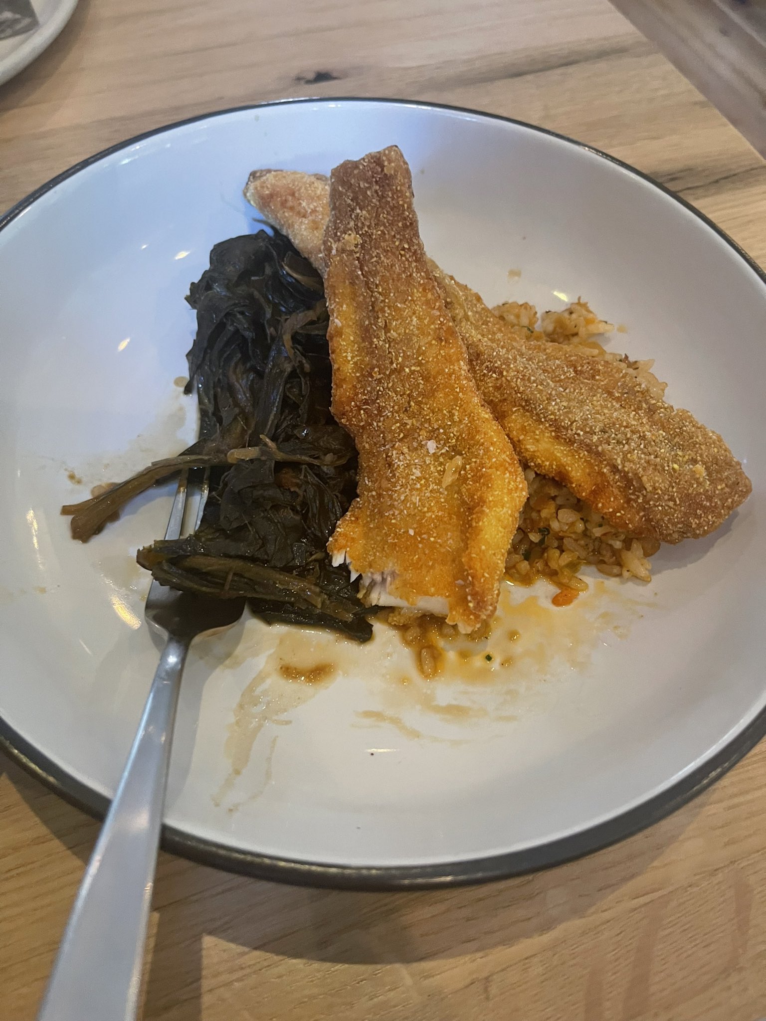 Ian Boatman on Twitter "Entree Fried catfish, collard greens
