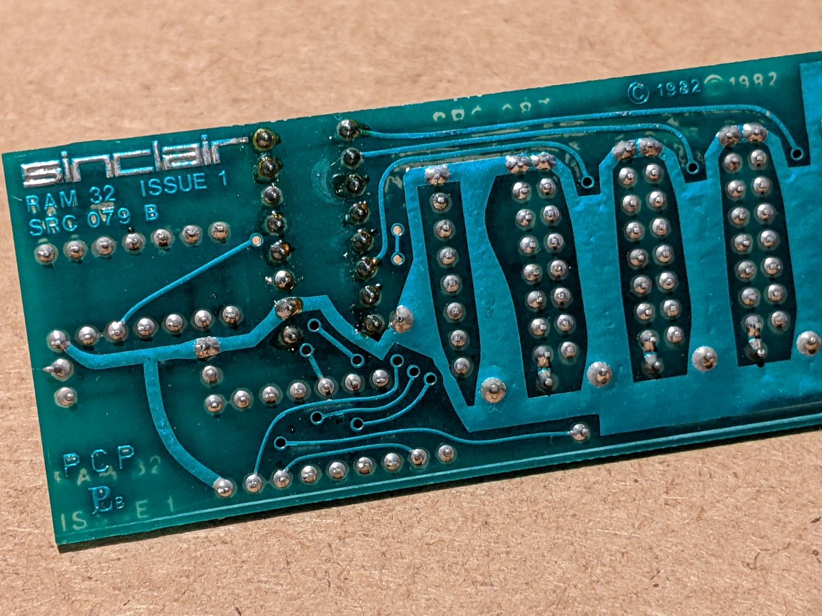 Still sorting through my stuff and rediscovered this: a 32k daughter board for a Sinclair ZX Spectrum 16k (Issue 1).   I doubt the chips still work! 😅

#Sinclair #ZXspectrum #16k #retrocomputing #80scomputing #vintagecomputing #8bit #SinclairResearch #vintageelectronics