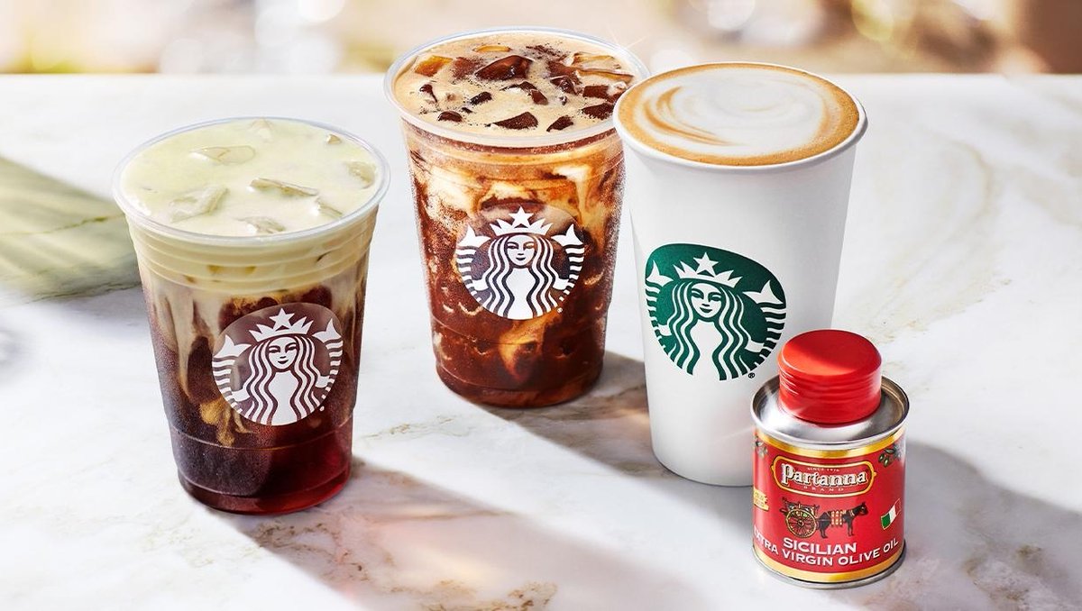 takeaDailybreak's tweet photo. Why Is Starbucks Adding Olive Oil To Some Of Their Drinks?
https://t.co/zBh8UttACI
#starbucks #starbuckscoffee #starbucksdrinks #newstarbucks #starbies #starbux #coffee #oliveoil #oliveoilcoffee #newstarbucksdrink #extravirginoliveoil #evoo https://t.co/MqM8meqdax